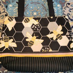 Gently Used Honeybee & Honeycomb Canvas Handmade Shoulder Bag